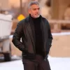 George Clooney Wolfs Black Leather Jacket