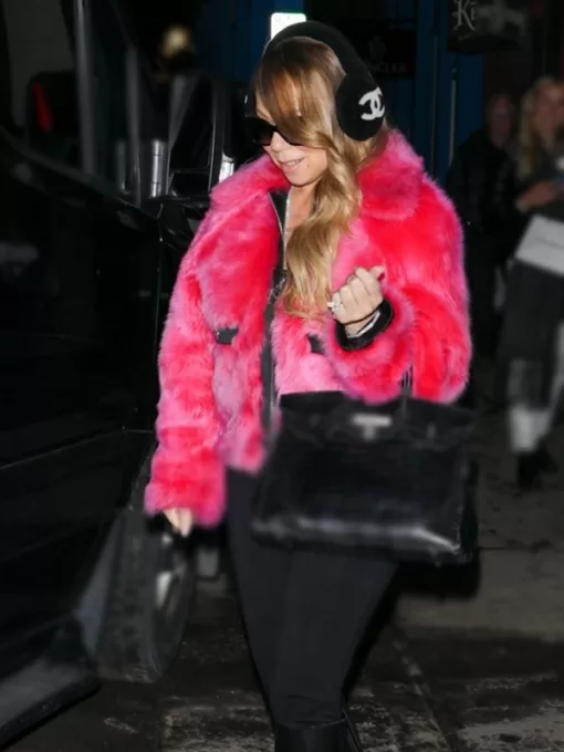 Mariah Carey Pink Faux Fur Jacket
