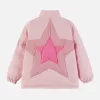 Unisex Star Patchwork Puffer Pink Jacket
