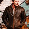 Adam 5lbs of Pressure Luke Evans Brown Leather Jacket For men